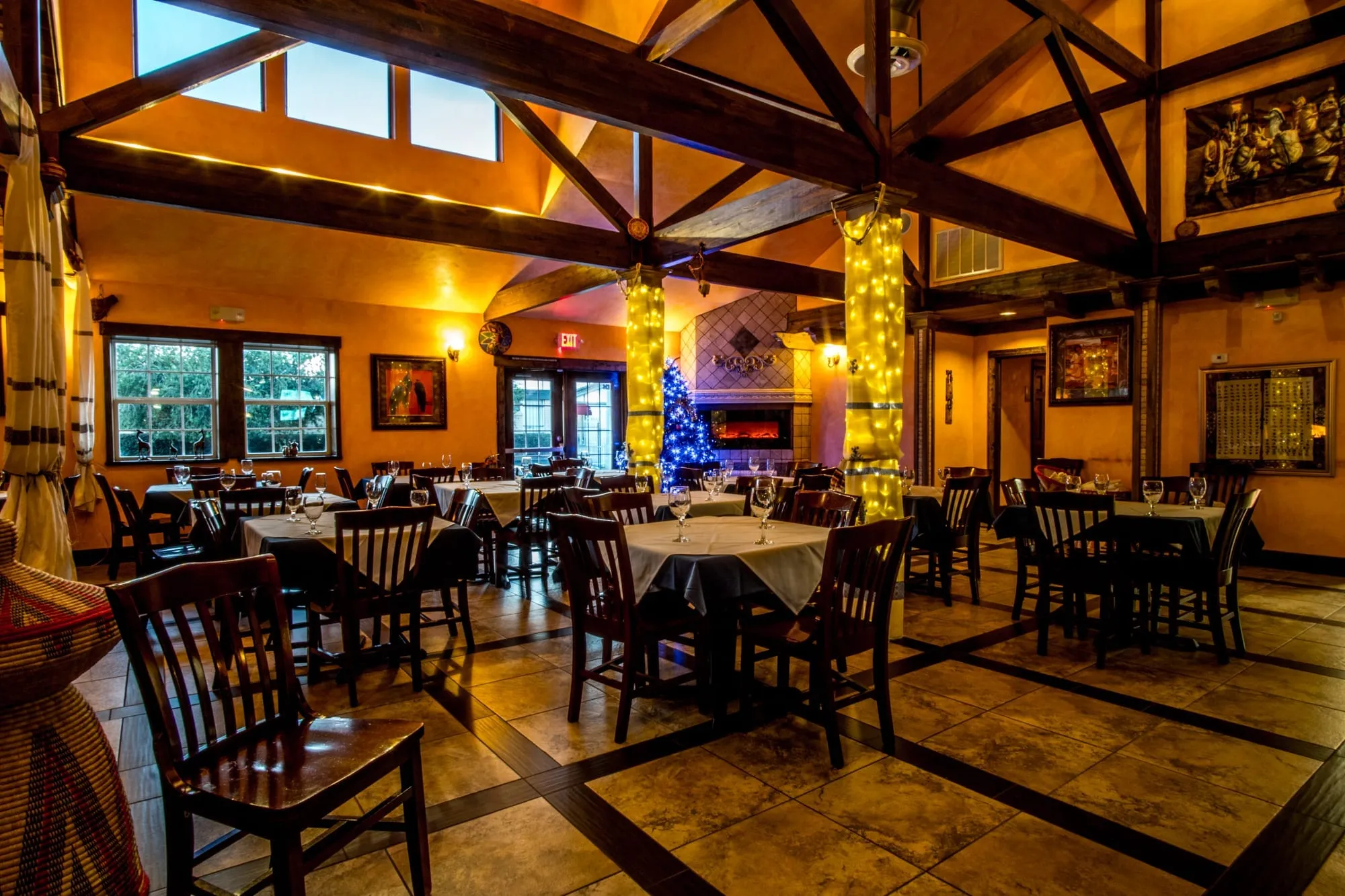 The spacious main dining room at Blue Nile